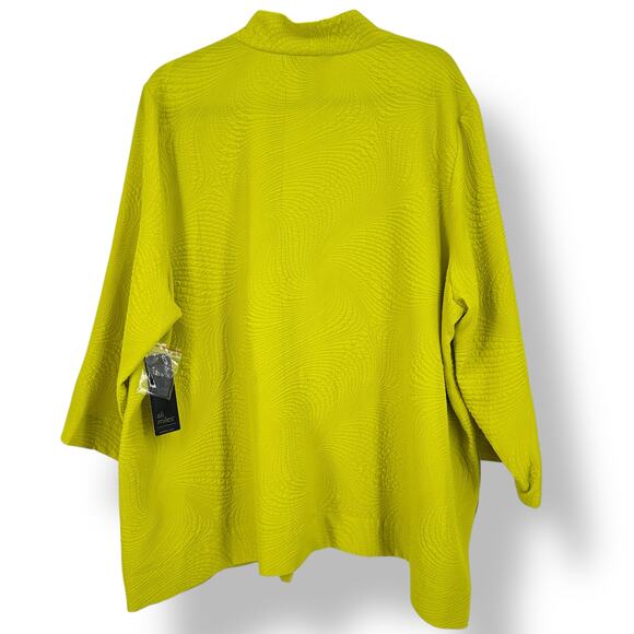 Ali Miles Textured Stand Collar Single Button Top Jacket Plus Sz 2X Artsy Citron - Picture 4 of 9